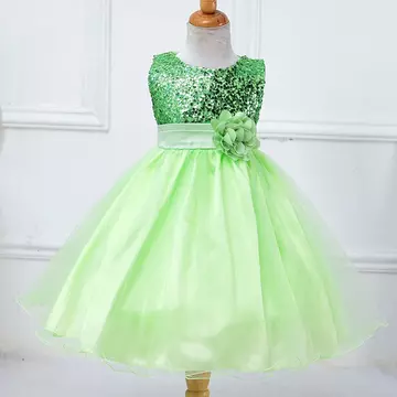 Avokádó zöld színű flitteres tüllszoknyás kislány alkalmi ruha koszorúslány ruha