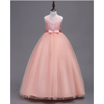 Barack/rózsaszín színű maxi masnis csipkés kislány  ruha koszorúslány ruha esküvőre alkalomra