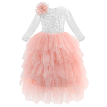 Rózsaszín fodros virágos kislány alkalmi ruha