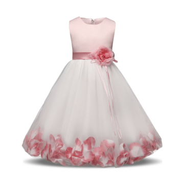 Rózsaszín virágszirmos tüllös kislány alkalmi ruha