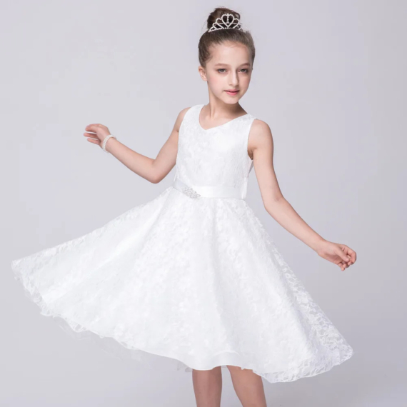 Fehér csupa csipke masnis kislány alkalmi ruha elsőáldozási ruha