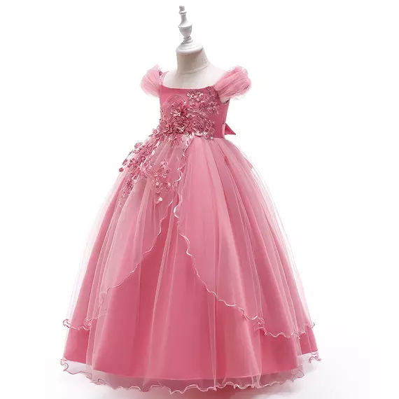 Rózsaszín/Mályva színű hercegnős kislány alkalmi ruha koszorúslány ruha esküvőre
