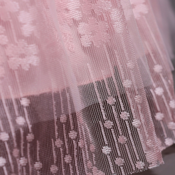 Rózsaszín virágos hímzett kövecskékkel díszített masnis maxi kislány alkalmi ruha koszorúslány ruha esküvőre