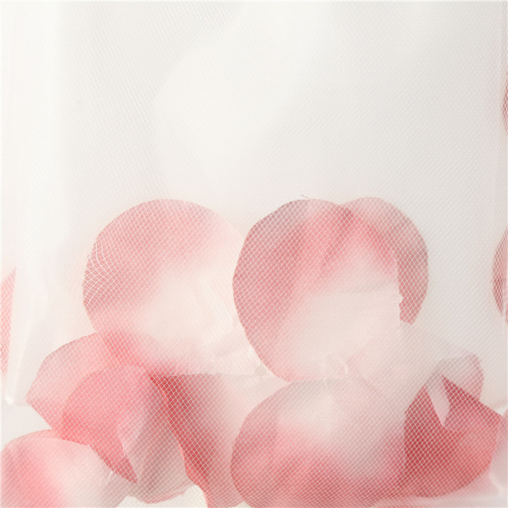 Rózsaszín fehér virágszirmos masnis tüll szoknyás kislány alkalmi ruha koszorúslány ruha esküvőre