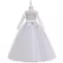Kép 2/3 - Fehér gyöngyös masnis tüllös  maxi kislány alkalmi ruha elsőáldozó ruha
