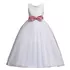 Kép 1/4 - Fehér rózsaszín masnis kövecskés gyöngyös tüllös maxi hercegnős kislány ruha