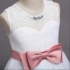 Kép 3/4 - Fehér tüllös rózsaszín masnis hosszú kövecskés gyöngyös hercegnős kislány ruha