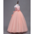 Kép 2/2 - Barack színű maxi masnis csipkés kislány  ruha koszorúslány ruha esküvőre alkalomra