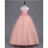 Kép 1/2 - Barack színű maxi masnis csipkés kislány  ruha koszorúslány ruha esküvőre alkalomra