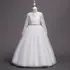 Kép 1/6 - Fehér derekán kövecskékkel diszített maxi kislány alkalmi ruha elsőáldozó ruha