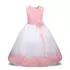 Kép 1/3 - Rózsaszín/barack fehér virágszirmos masnis tüll szoknyás kislány alkalmi ruha koszorúslány ruha esküvőre