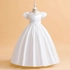Kép 4/4 - Fehér szatén elegáns rövid ujjú masnis kislány alkalmi ruha elsőáldozó ruha
