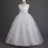 Kép 1/2 - Fehér virágos kövecskés masnis tüll szoknyás maxi kislány alkalmi ruha elsőáldozó ruha