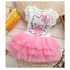 Hello Kitty fehér/rózsaszín pamut fodros tüll szoknyás hímzett kislány ruha