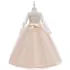 Kép 2/2 - Ekrű/bézs színű gyöngyös tüllös kislány  maxi alkalmi ruha koszorúslány ruha