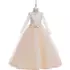 Kép 1/2 - Ekrű/bézs színű gyöngyös tüllös kislány  maxi alkalmi ruha koszorúslány ruha