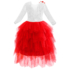Kép 2/2 - Piros fodros tüllszoknyás fehér csipkés kislány alkalmi ruha