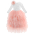 Kép 1/4 - Rózsaszín fodros tüllszoknyás fehér csipkés  virágos kislány alkalmi ruha