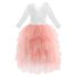 Kép 3/4 - Rózsaszín fodros tüllszoknyás fehér csipkés  virágos kislány alkalmi ruha