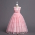 Kép 1/6 - Rózsaszín virágos hímzett kövecskékkel díszített masnis maxi kislány alkalmi ruha koszorúslány ruha esküvőre