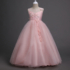 Kép 1/5 - Rózsaszín virágos hímzett kövecskés kislány alkalmi ruha koszorúslány ruha esküvőre