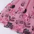 Kép 4/4 - Fehér/Sötét rózsaszin gyöngyös virágos flitteres hímzett tüllös masnis kislány alkalmi ruha koszorúslány ruha