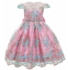 Kép 1/5 - Hímzett rózsaszín kék színű csipkés kislány alkalmi ruha